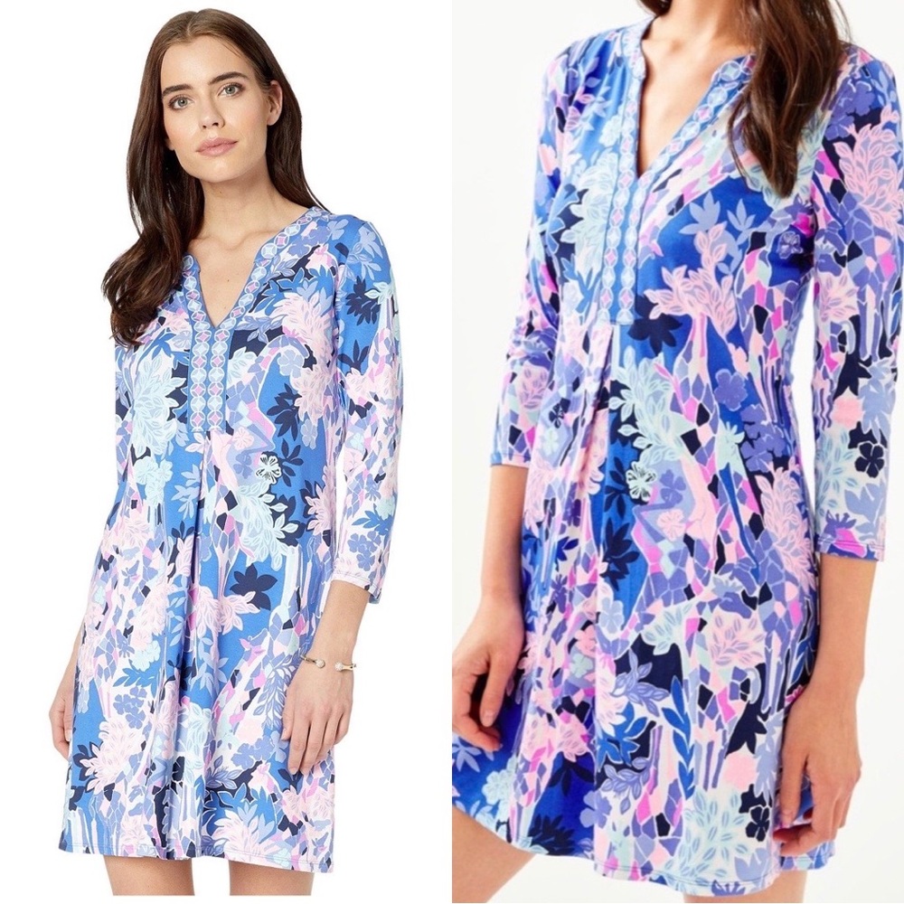 Lilly Pulitzer Blue Pink Floral Mini Dress